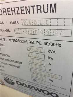 Токарный станок с ЧПУ DAEWOO-DOOSAN PUMA 240LC